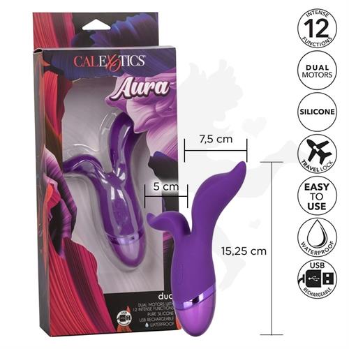 Vibrador con 2 motores y carga USB Aura Duo