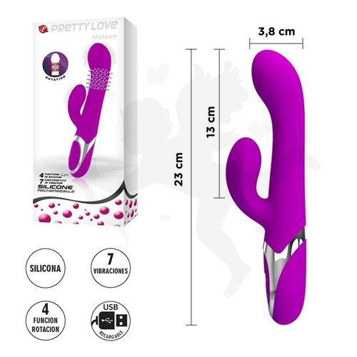 Vibrador con masajeador rotativo para estimular el punto G y carga USB